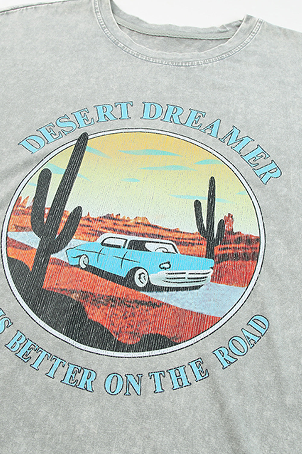 Siva majica z grafiko Mineral Wash Desert Dreamer