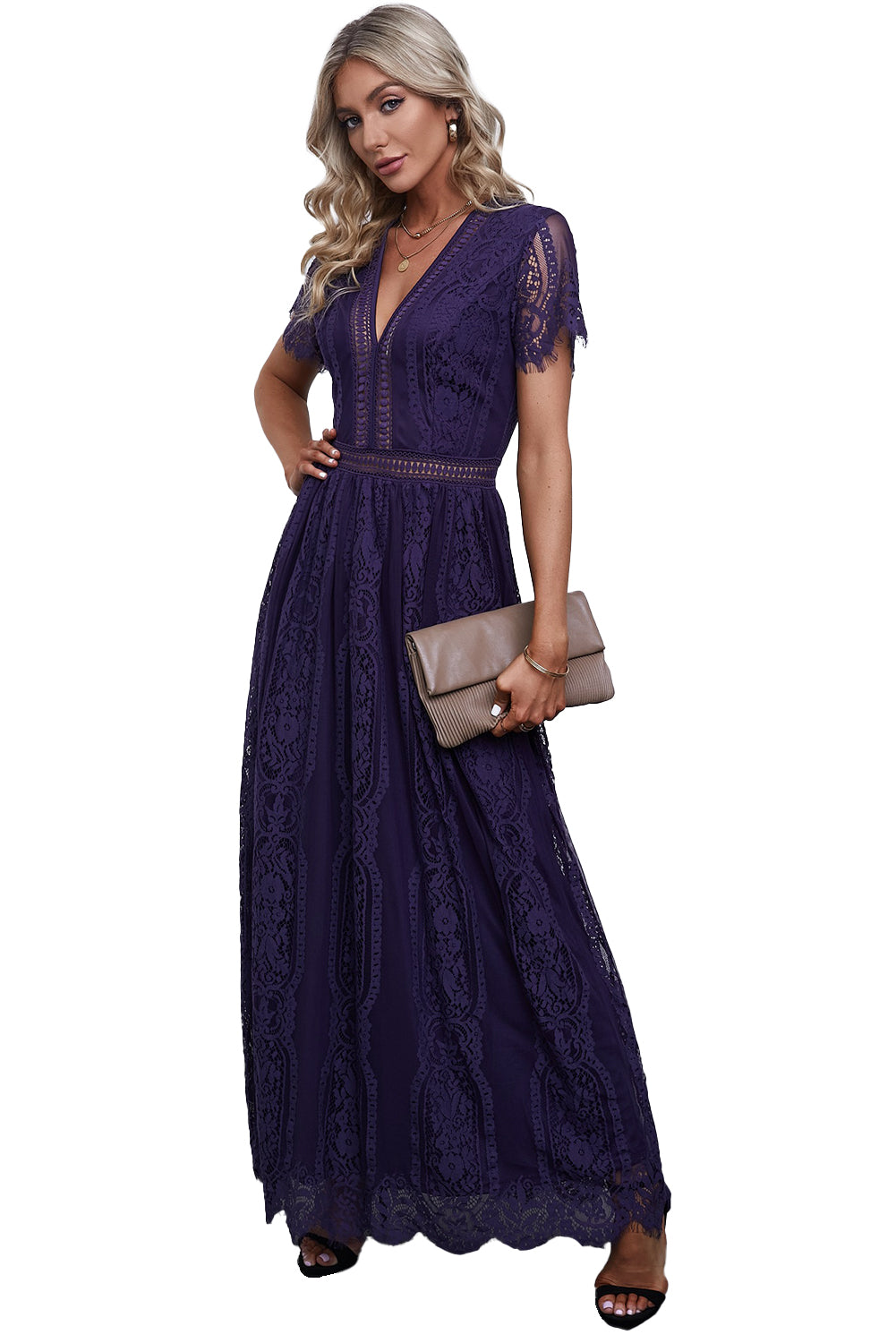 Blue Blue Fill Your Heart Lace Maxi Dress