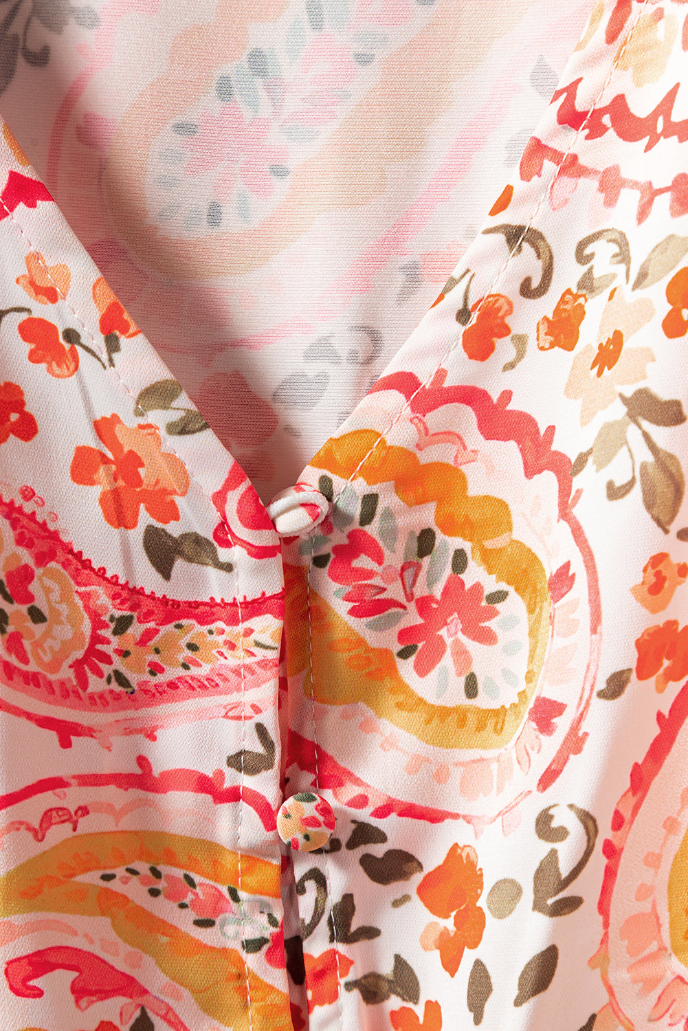Narančasta boho haljina dugih rukava s printom paisley na više razina