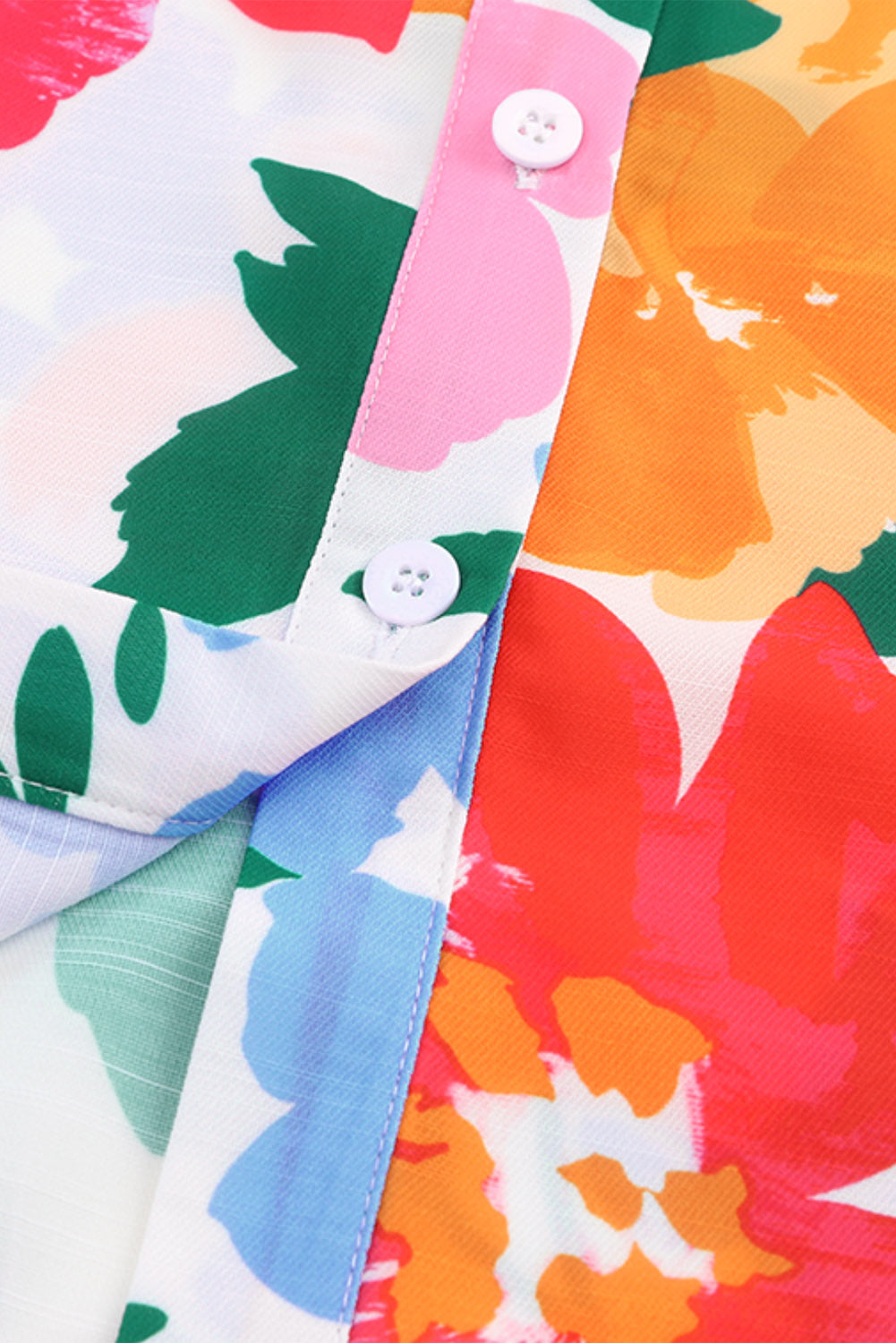 Chemise multicolore à manches bouffantes et bordure à volants à imprimé floral