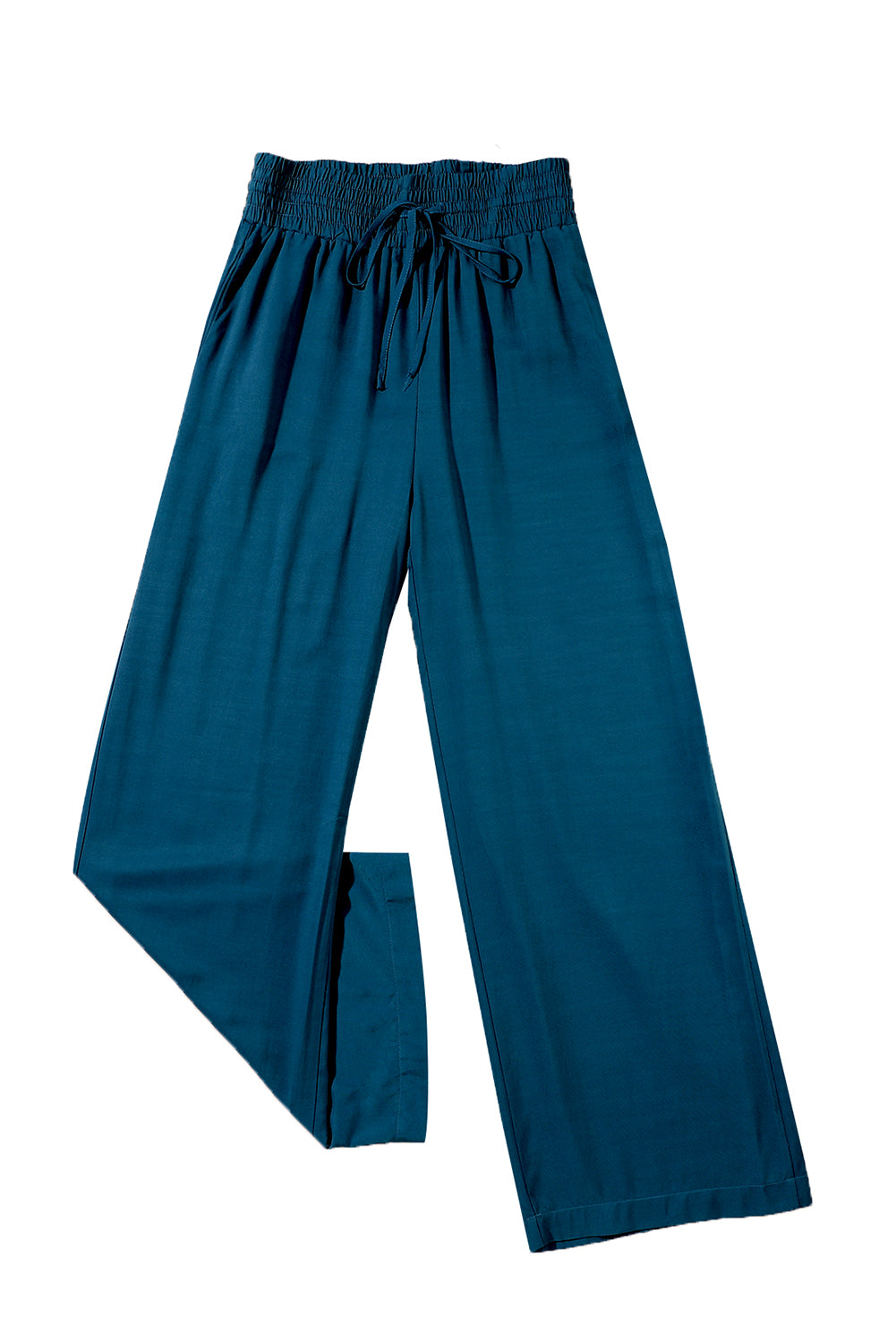 Plave ležerne hlače širokih nogavica s elastičnim strukom