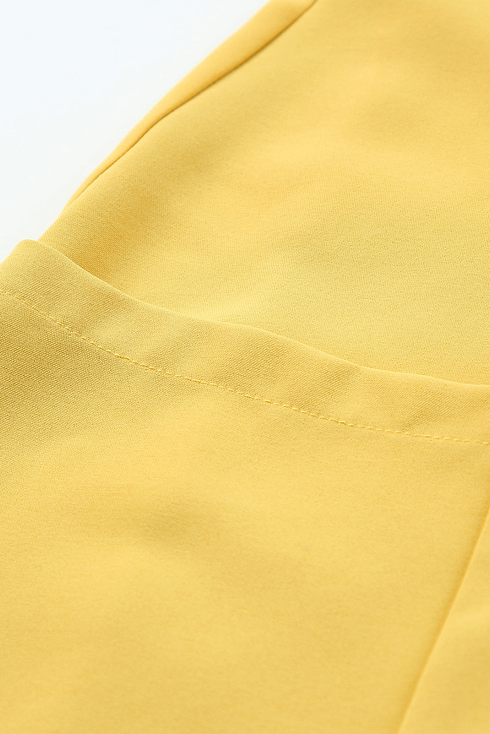 Robe trapèze babydoll jaune à fleurs brodées à col fendu