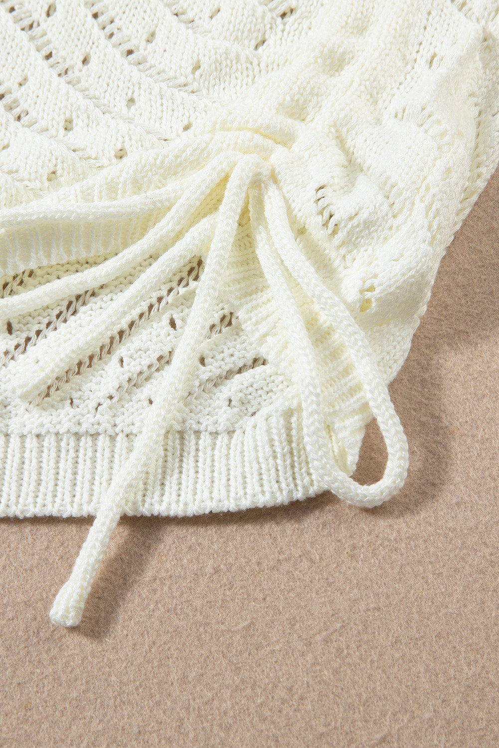 Robe de plage courte 2 pièces en crochet évidée blanche