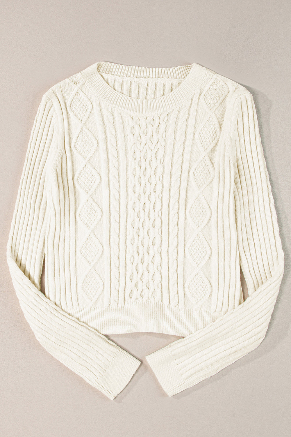 Pull court en maille torsadée blanc