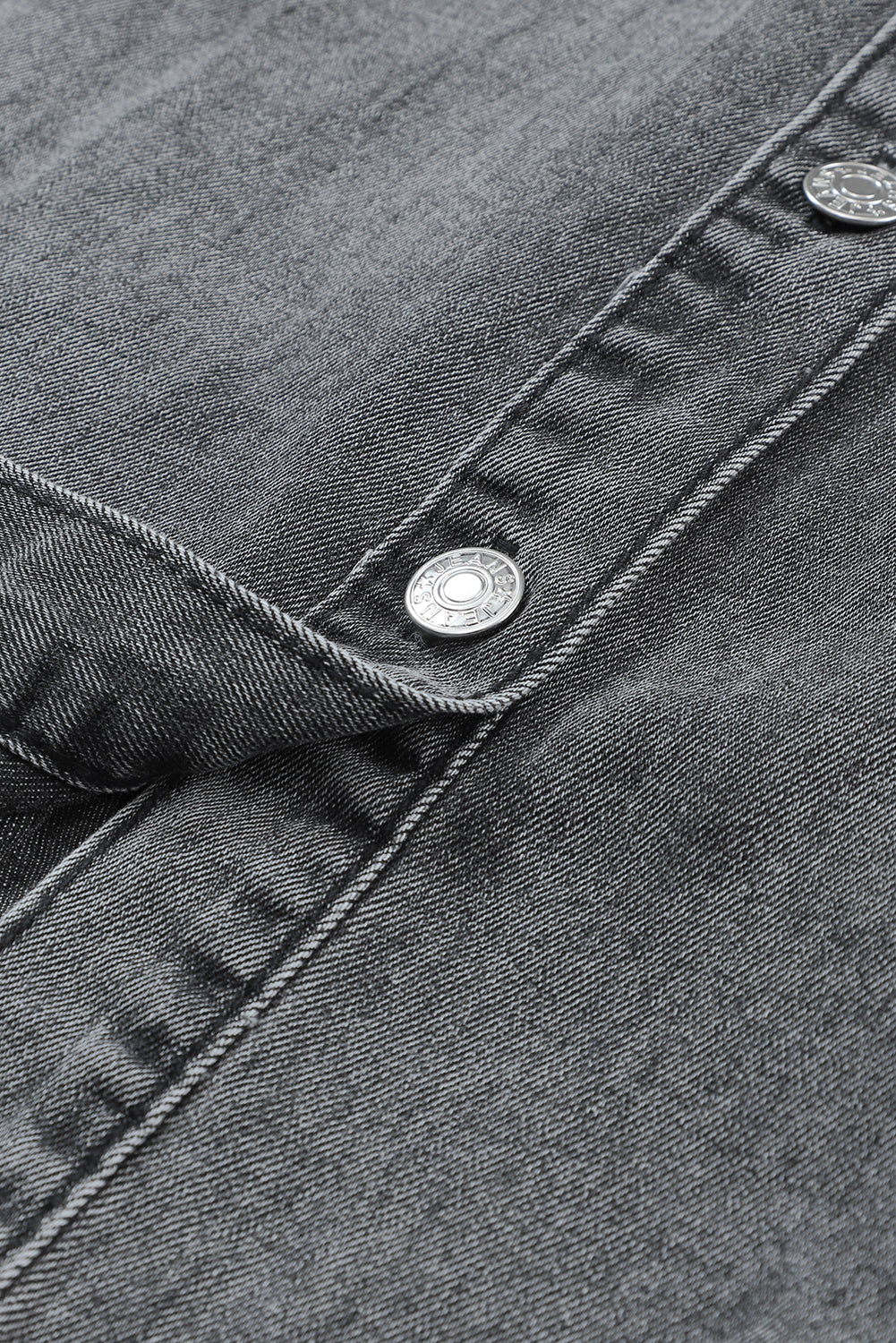 Siva mini obleka iz jeansa z dolgimi rokavi in ​​gumbi