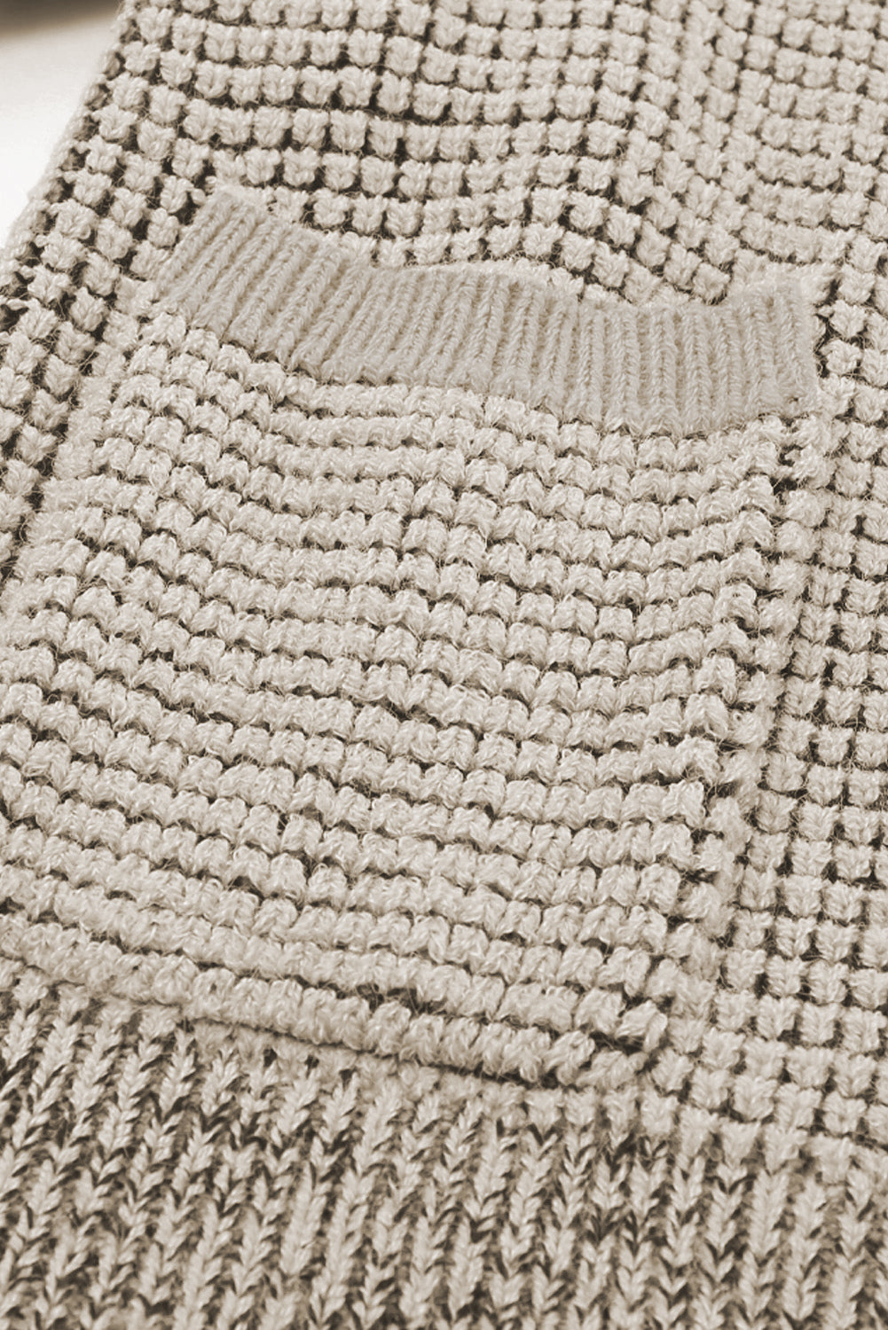 Cardigan con colletto oversize in maglia a nido d'ape grosso color albicocca