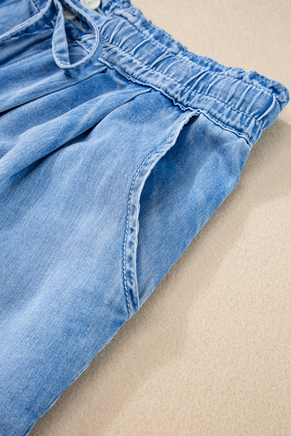 Pantaloncini con coulisse in chambray casual blu Beau
