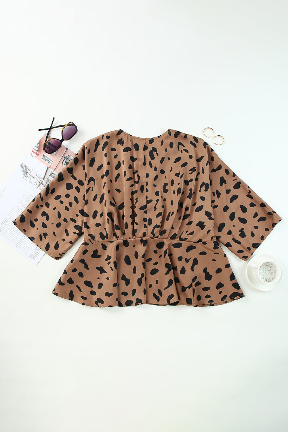 Peplum bluza s leopard printom V izreza
