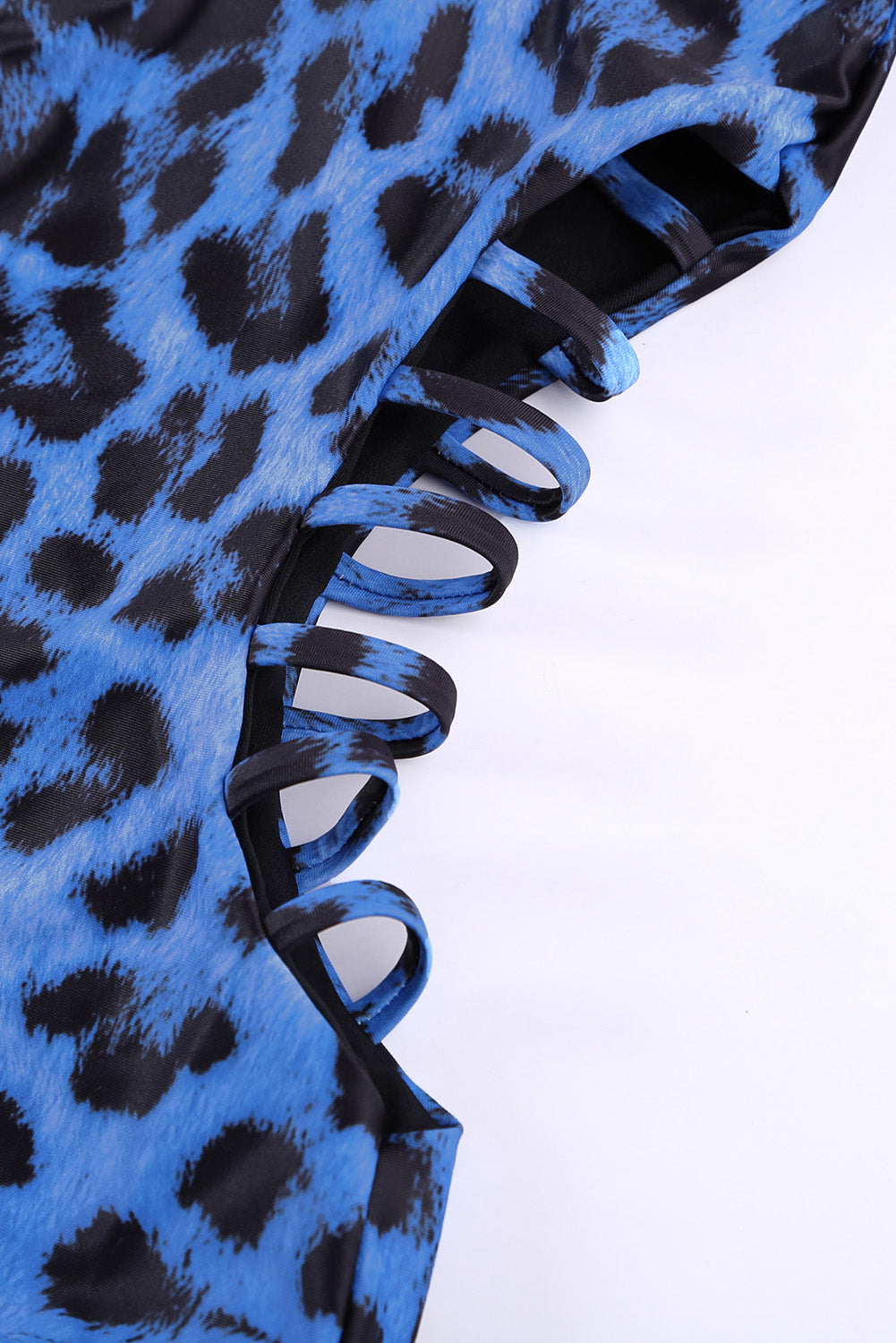 Modre kopalke z leopardjim vzorcem z zadrgo in izrezom Rash Guard
