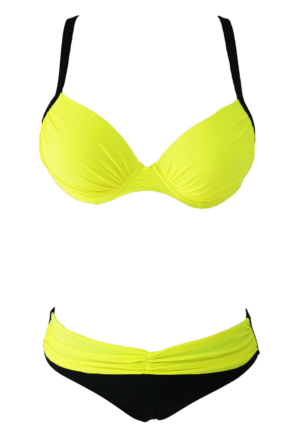 Set bikini push-up sexy imbottito giallo