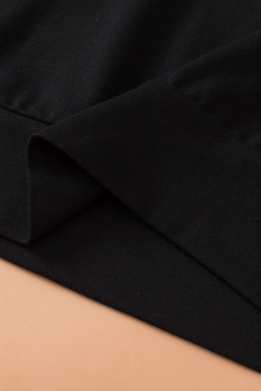T-shirt a maniche lunghe raglan con scollo tondo casual tinta unita nera