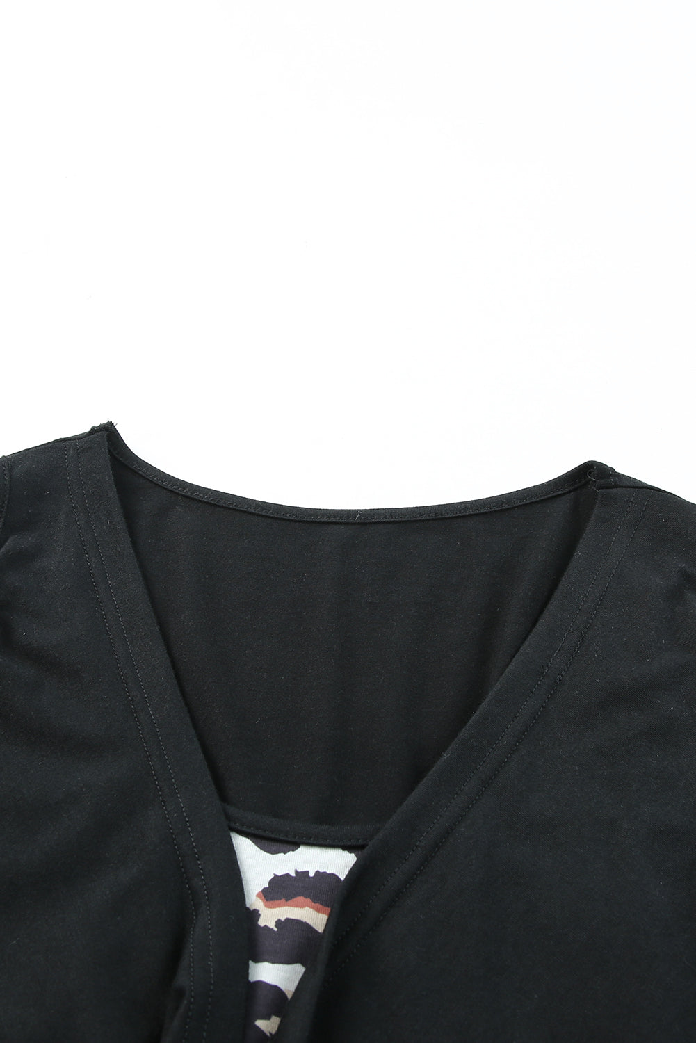 Black Leopard Ruched Fake Two-piece Tank