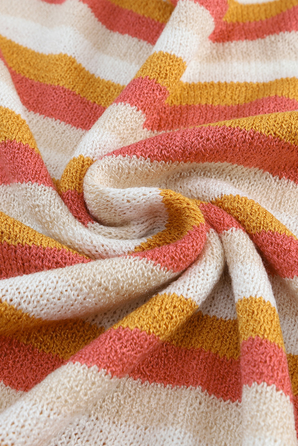 Pull tricoté à manches longues et rayures orange