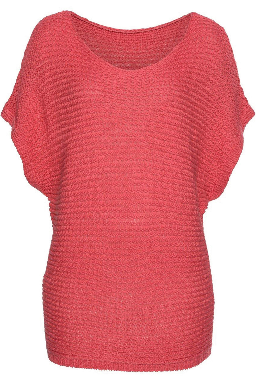 Jednobojni široki pleteni džemper kratkih dolman rukava boje đumbira