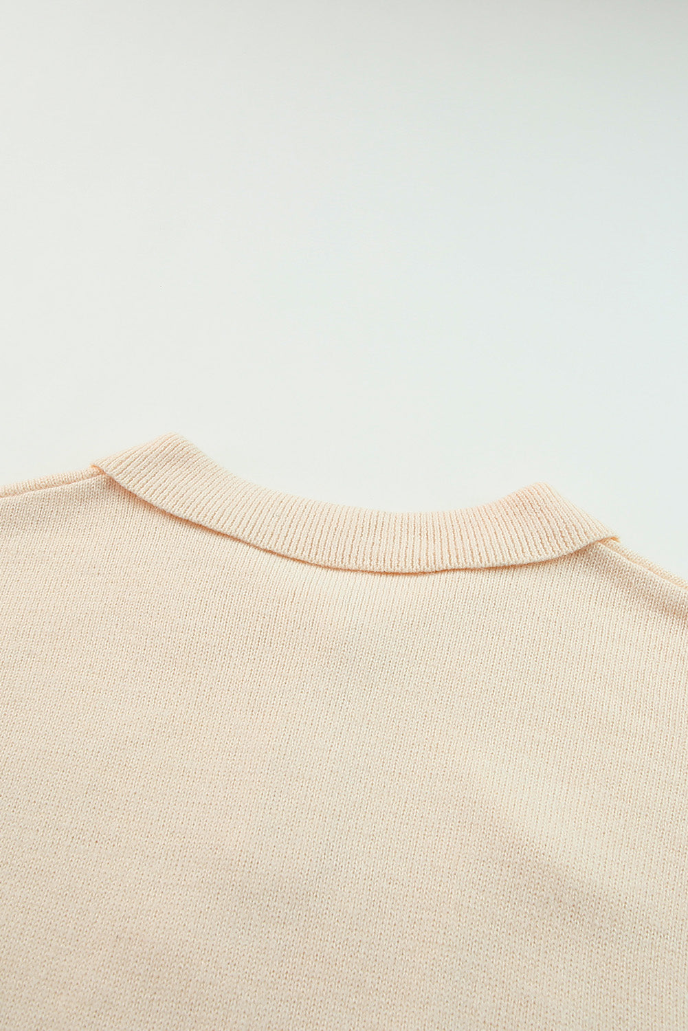 Pleten mini pulover s polo ovratnikom Apricot