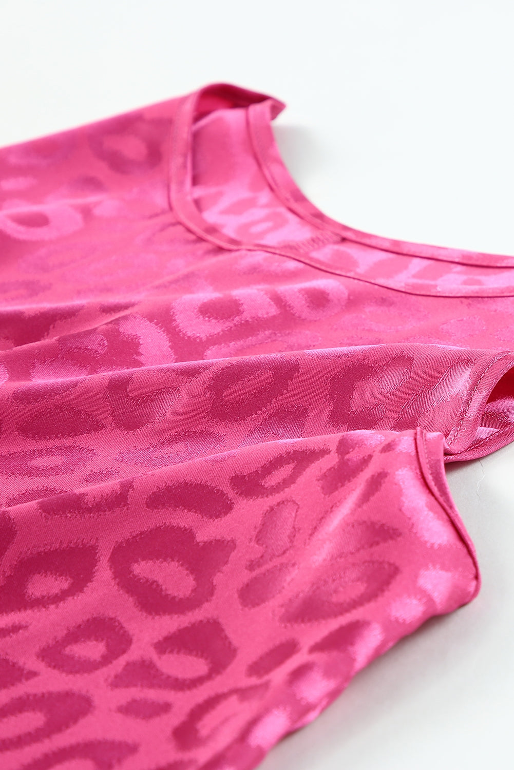 Ružičasta satenska leopard majica bez rukava