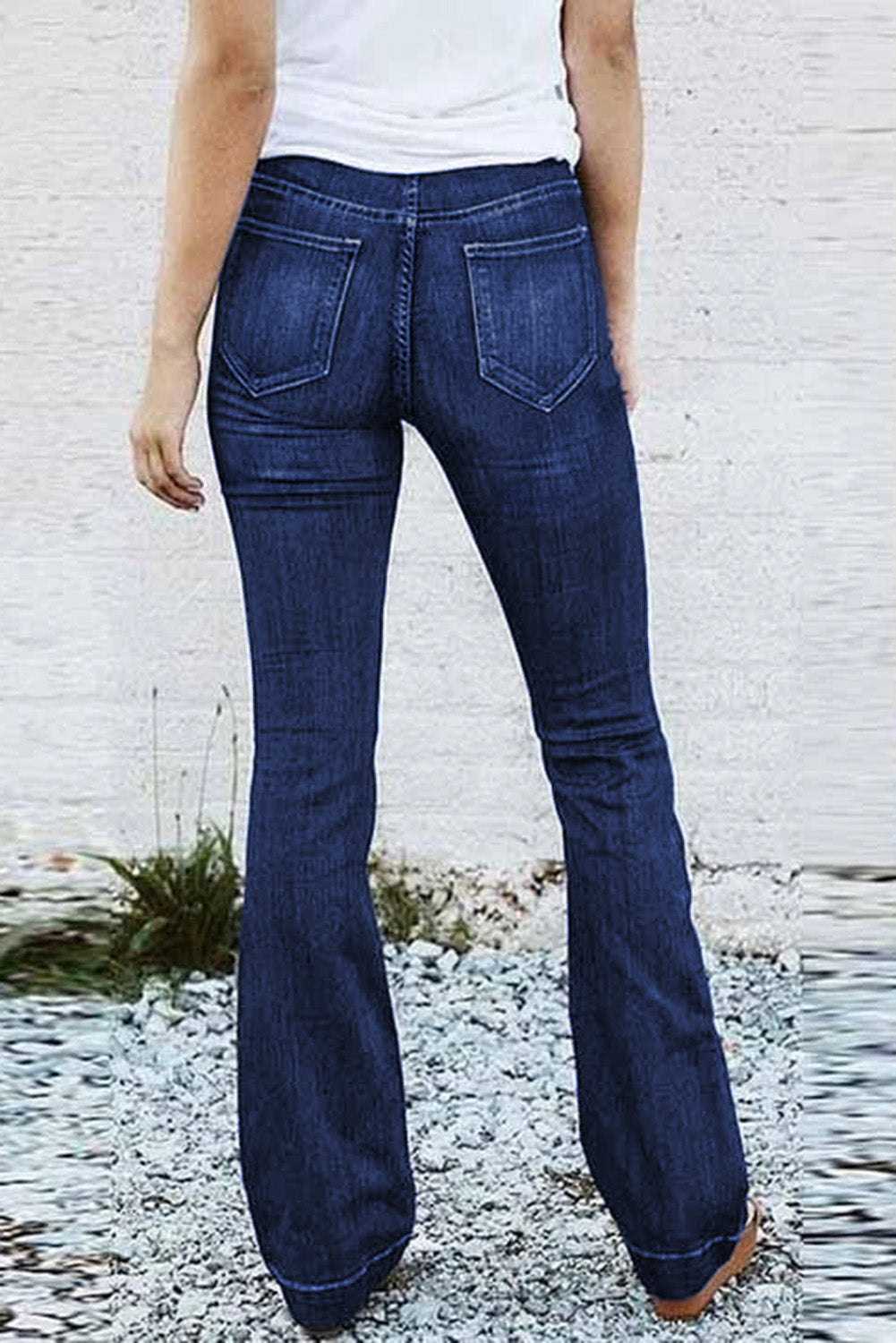 Jeans svasati blu a vita alta elasticizzati