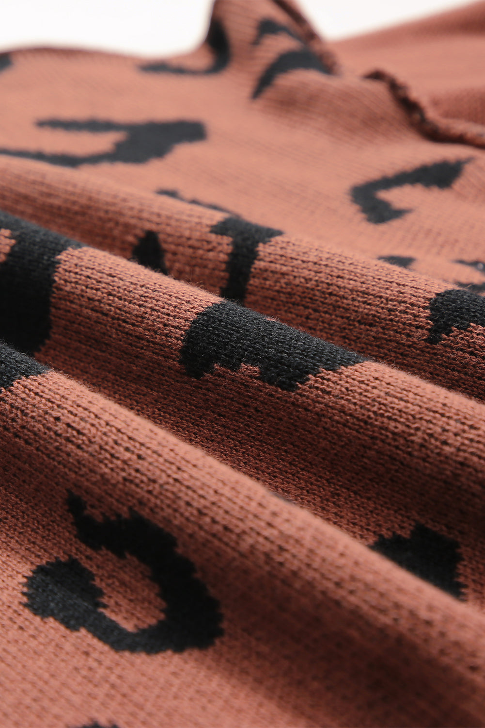 Maglione pullover colorblock con stampa leopardata caffè