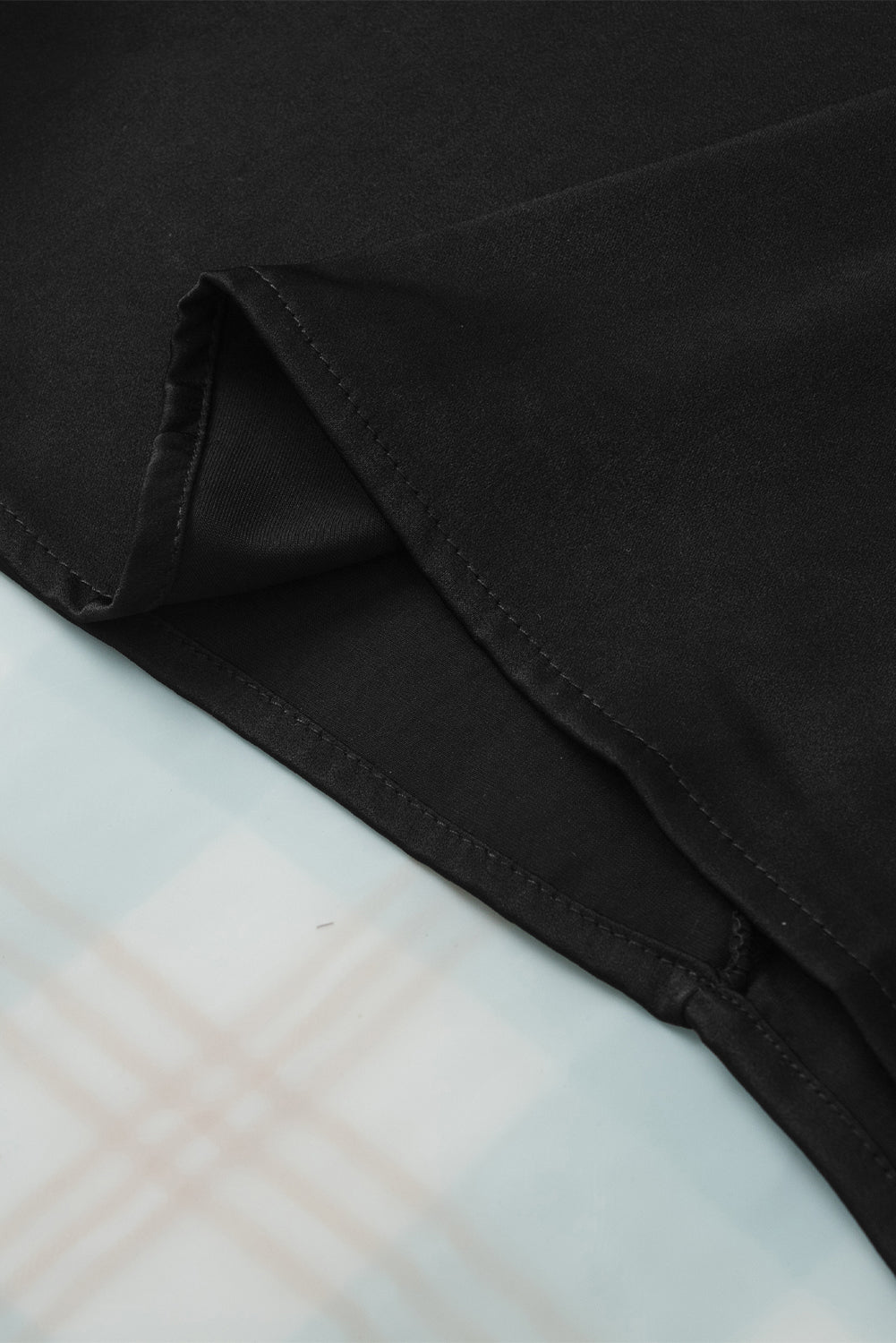 Black Shirred Dolman Sleeve Satin Blouse