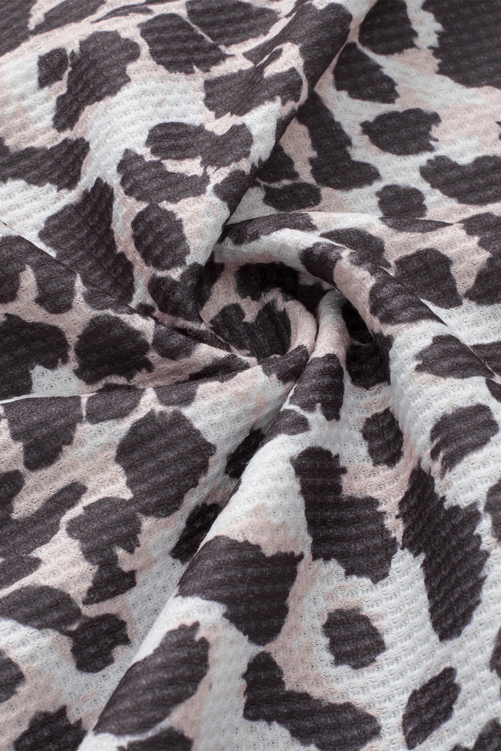 Top serafino a maniche lunghe patchwork in maglia a nido d'ape leopardato taglie forti