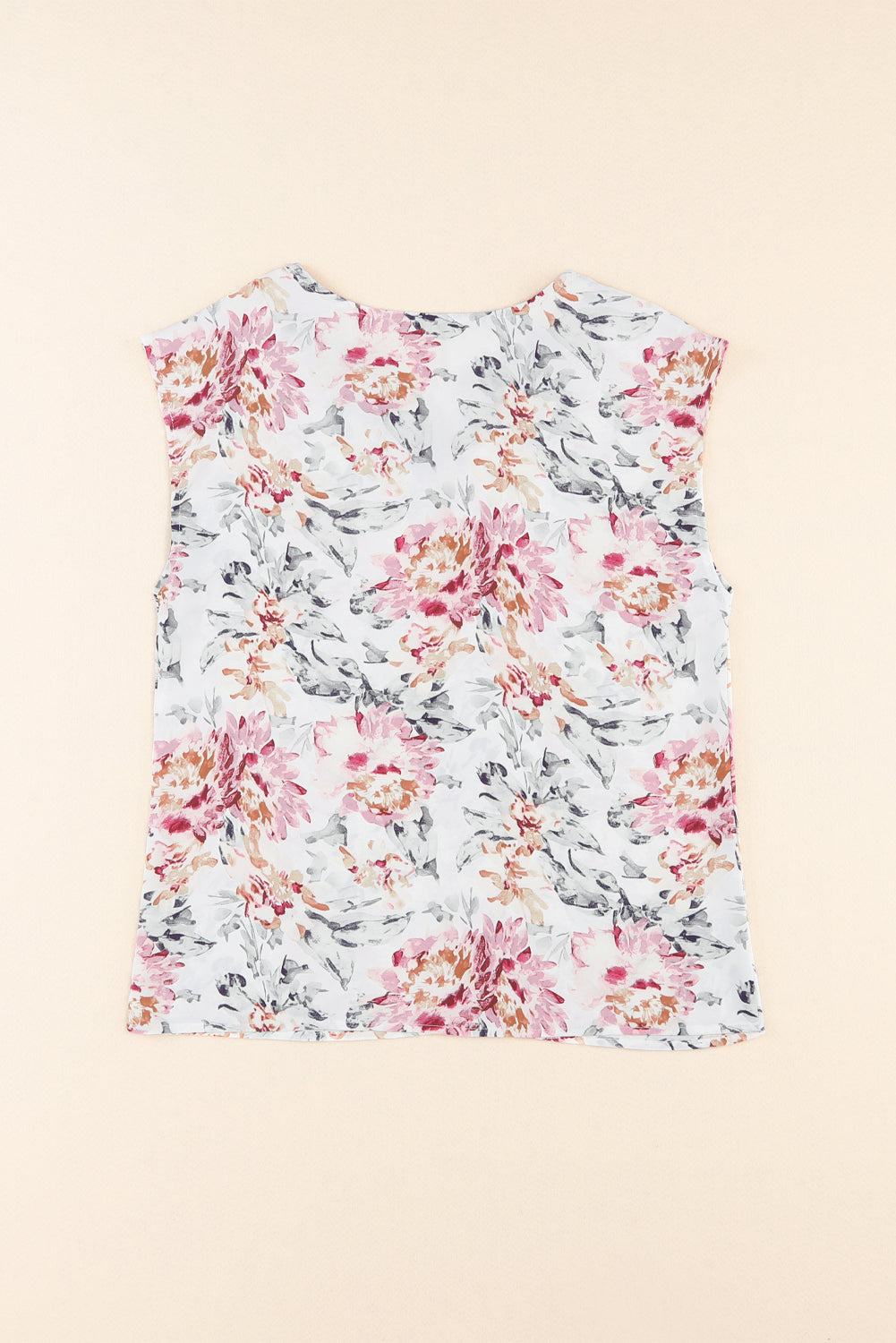 Rožnata bluza brez rokavov s prepleteno čipko s cvetličnim vzorcem