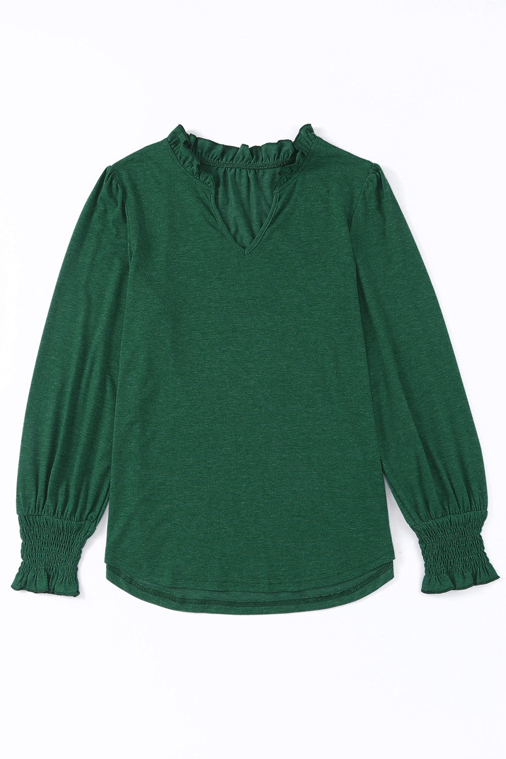 Zelena majica z dolgimi rokavi in ​​v-izrezom