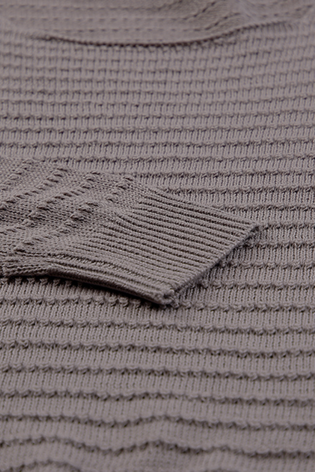 Duffel Zelen teksturiran pleten pulover z okroglim izrezom in dolgimi rokavi