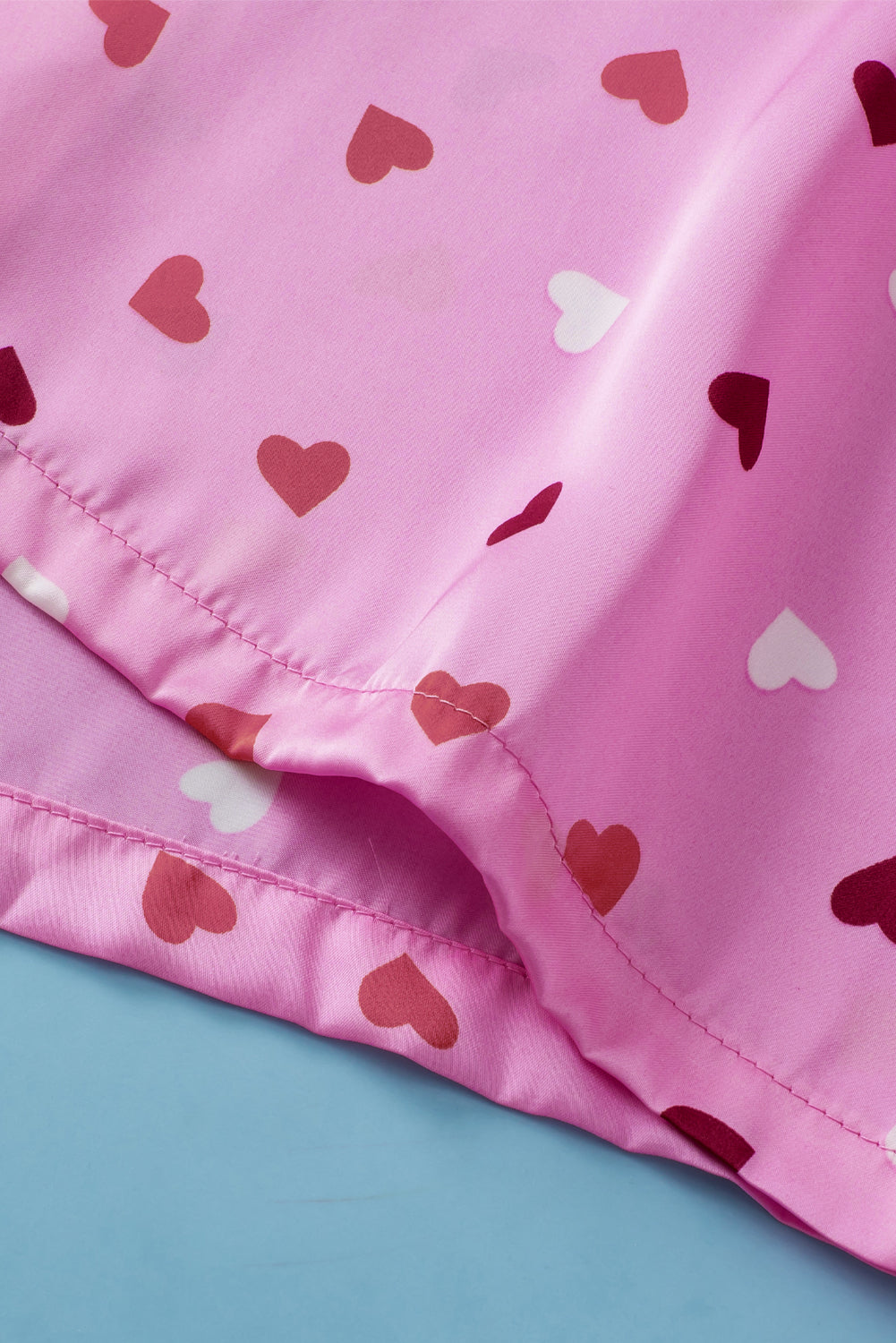 Pink Valentine Heart Shape Print Plus Size Sleepwear