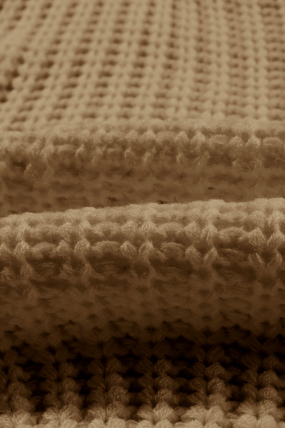 Maglione grosso slouchy con scollo tondo lavorato a coste color kaki