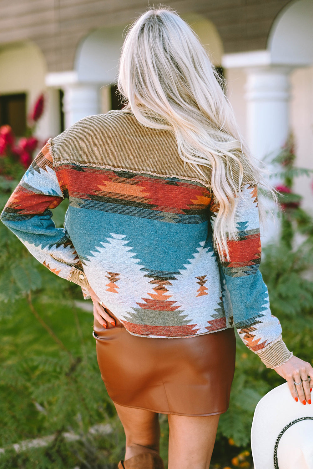 Giacca con tasca con patta patchwork modello western color cammello