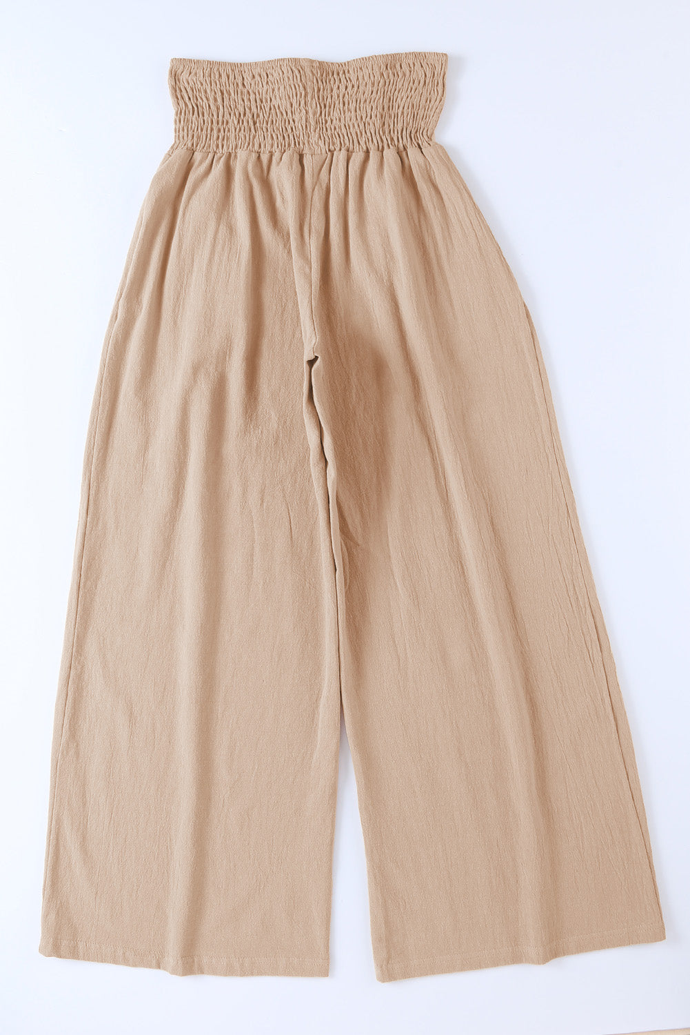 Pantaloni larghi a vita alta con cintura larga a punto smock neri