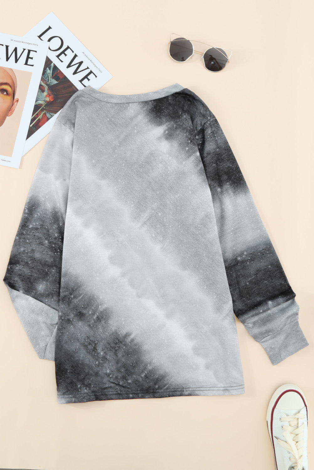 Ombre-graues Batik-Sweatshirt