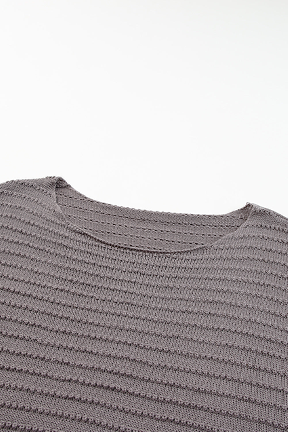 Duffel Zelen teksturiran pleten pulover z okroglim izrezom in dolgimi rokavi