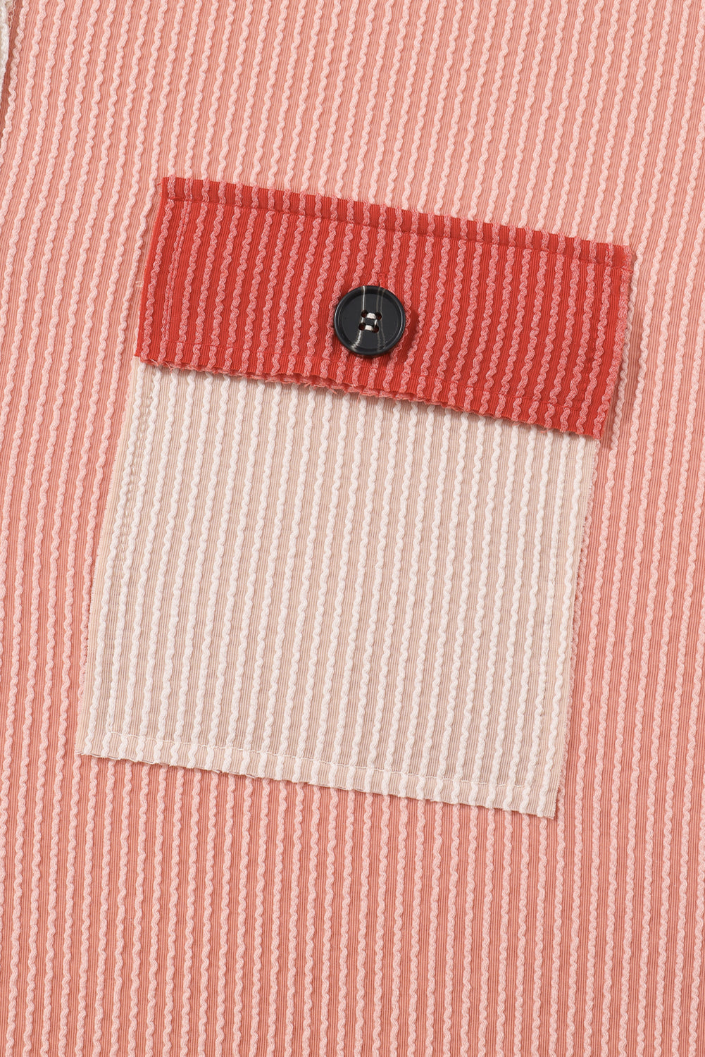 Colorblock Corduroy Chest Pocket Buttoned Top
