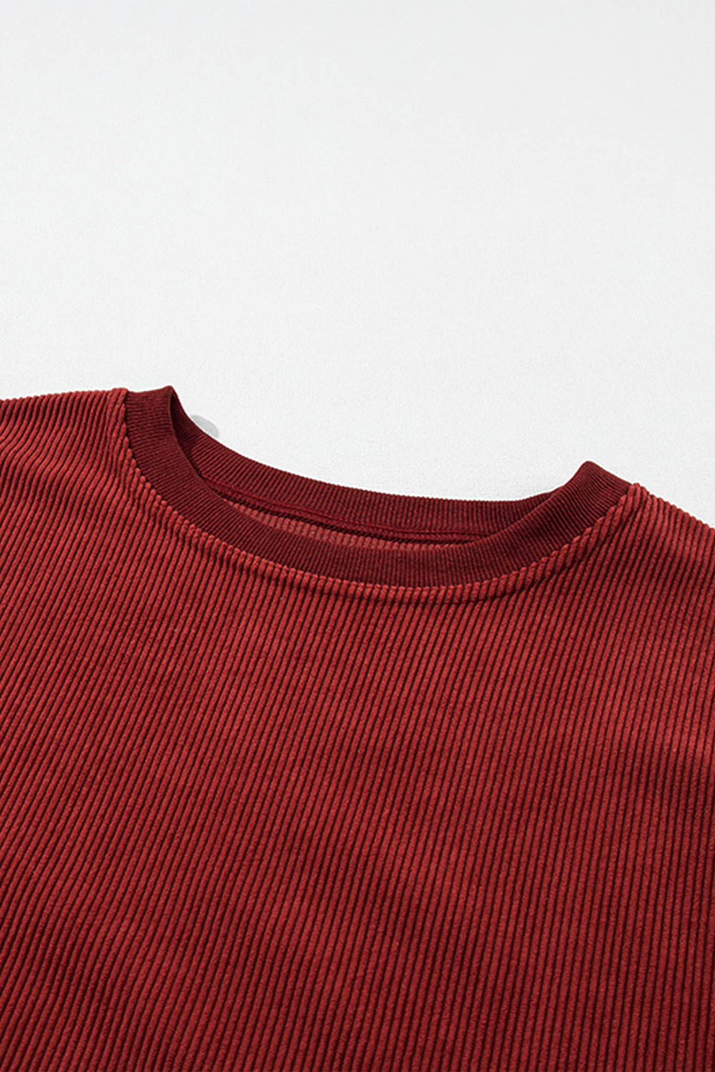 Racing Red Ribbed Corded Oversize Sweatshirt