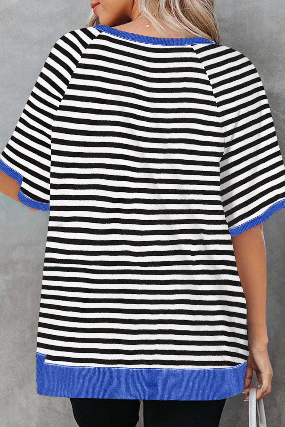 T-shirt oversize en patchwork côtelé contrasté à rayures noires