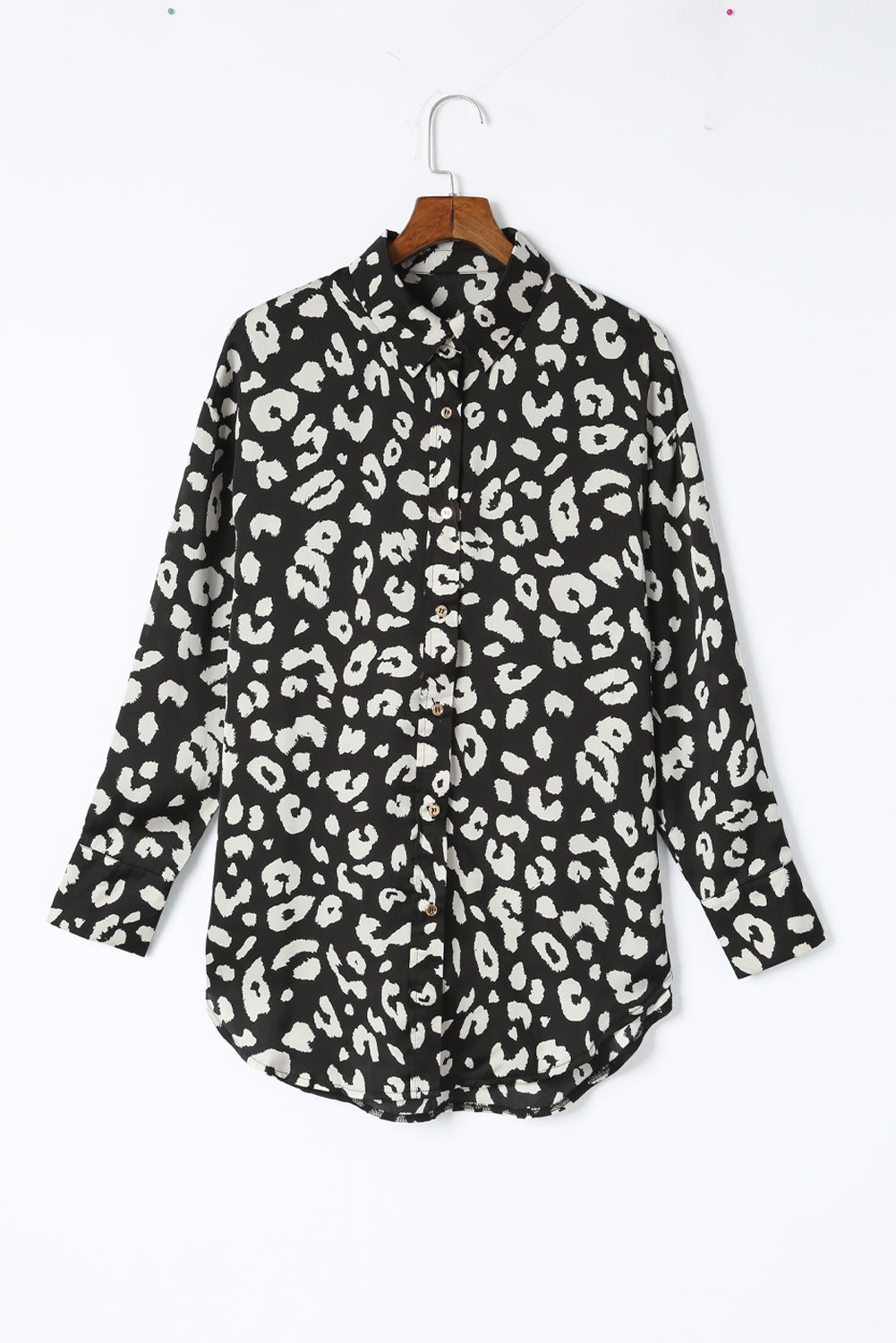 Black Leopard Print Tunic Shirt