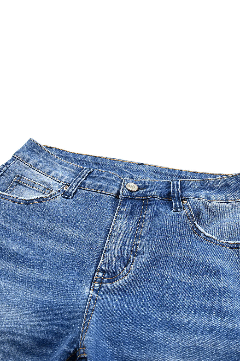 Sky Blue Acid Wash Roll-up Edge Bermuda Short Jeans