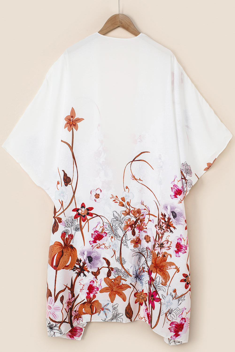 Multicolor Kimono Sleeve Floral Print Graceful Cover Up
