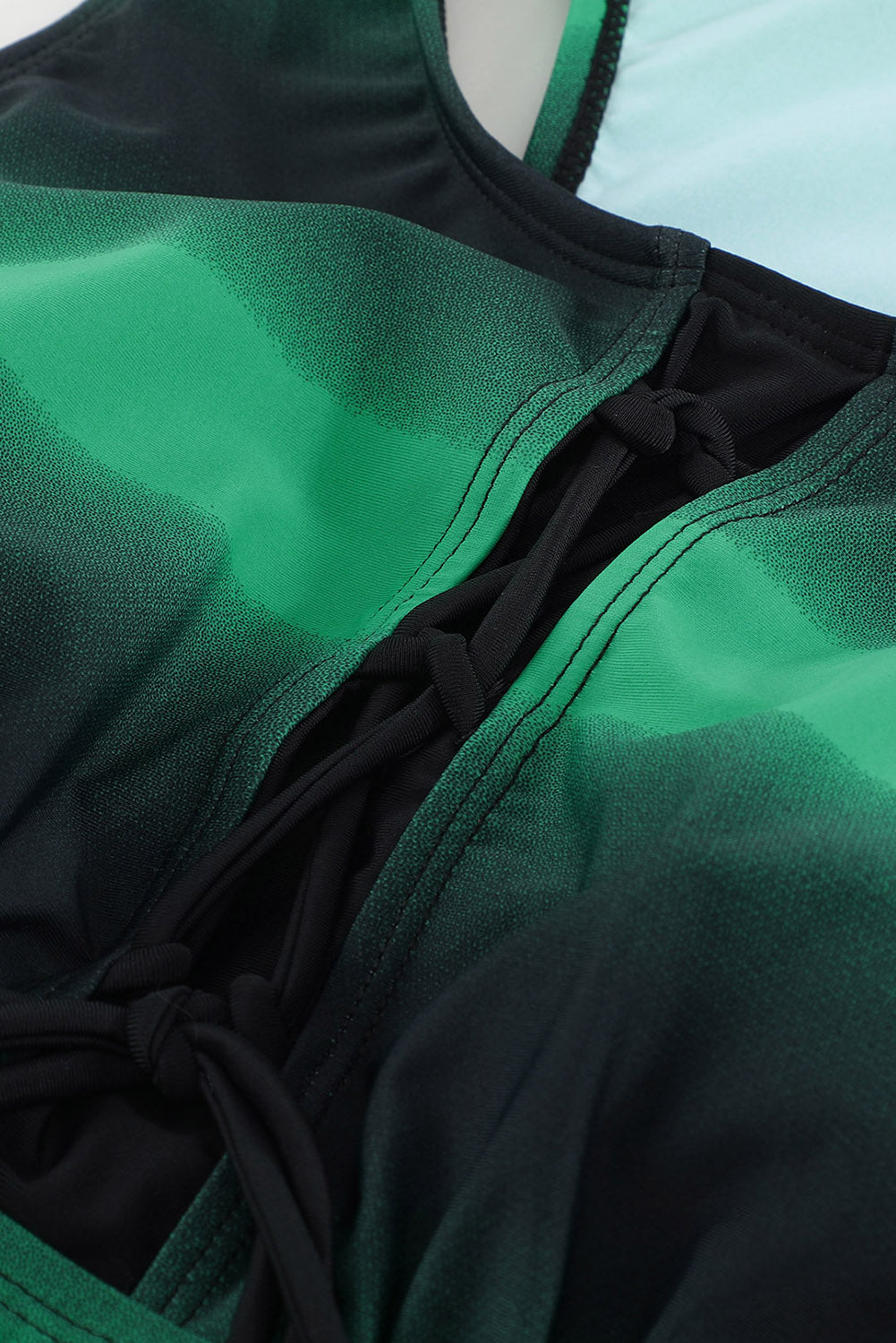 Green Black Ombre Print Racerback Tankini Swimsuit