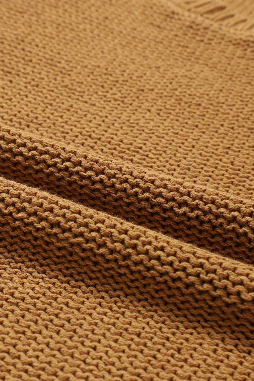 Rjav ohlapen pleten pulover s slouchy teksturo