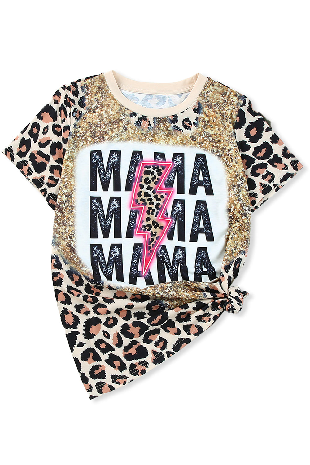 T-shirt teint léopard graphique MAMA Lightning