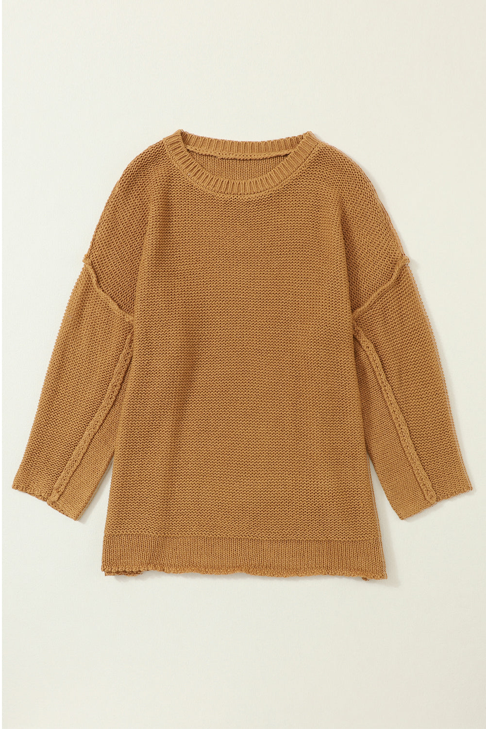 Pull ample marron en tricot texturé ample