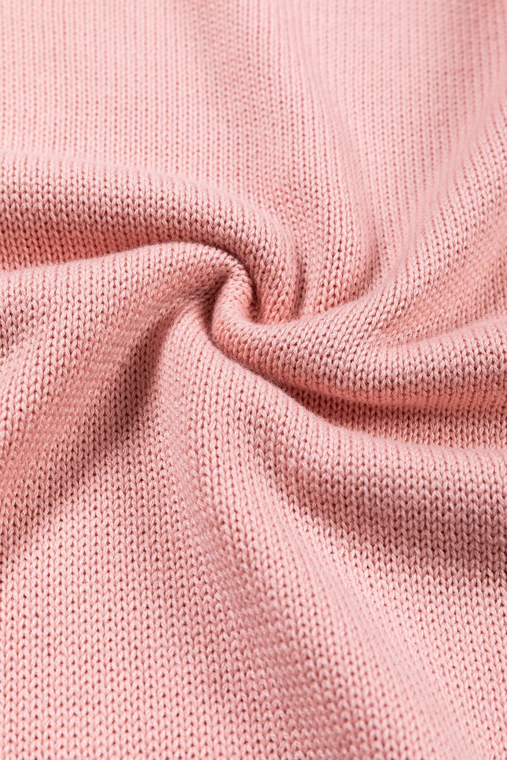 Pink Colorblock Bishop Sleeve Ribbed Trim Sweater