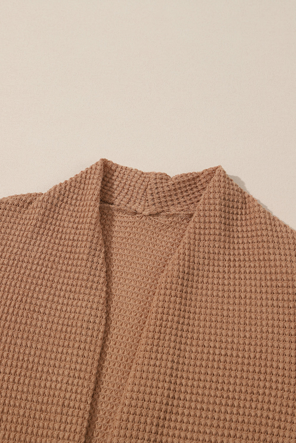 Cardigan long en tricot gaufré marron avec poches
