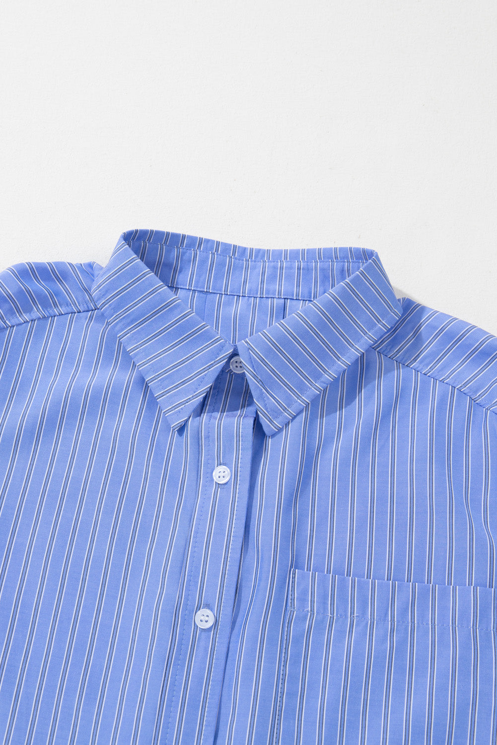Blue Stripe Button Up Oversized Casual Shirt
