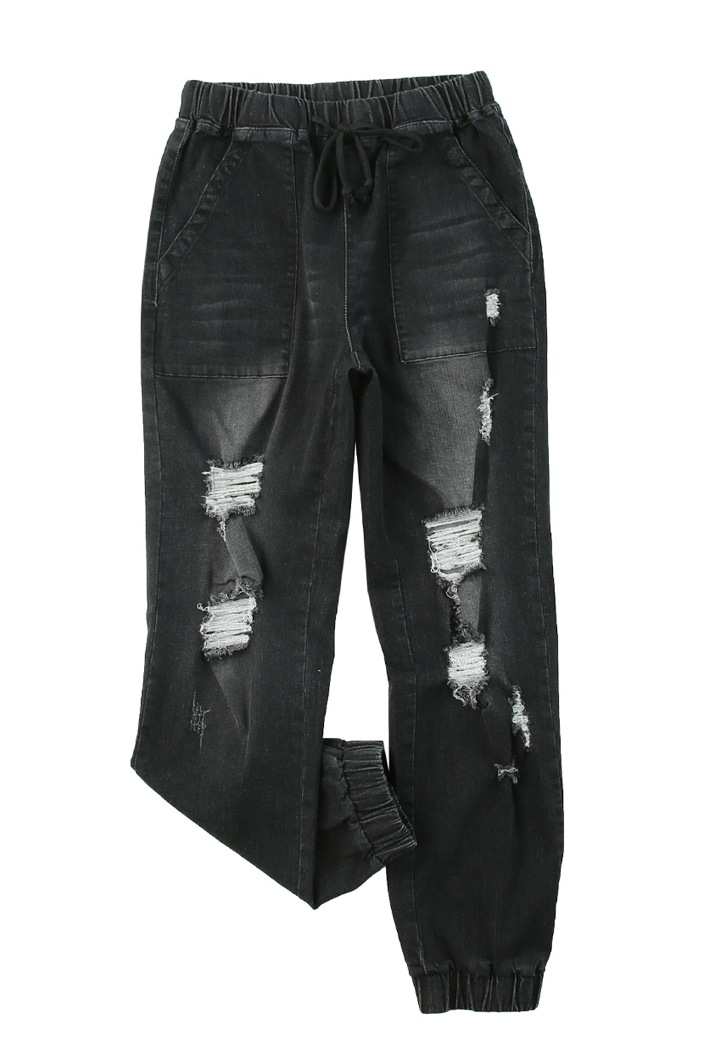 Jeans in denim invecchiato con tasche nere