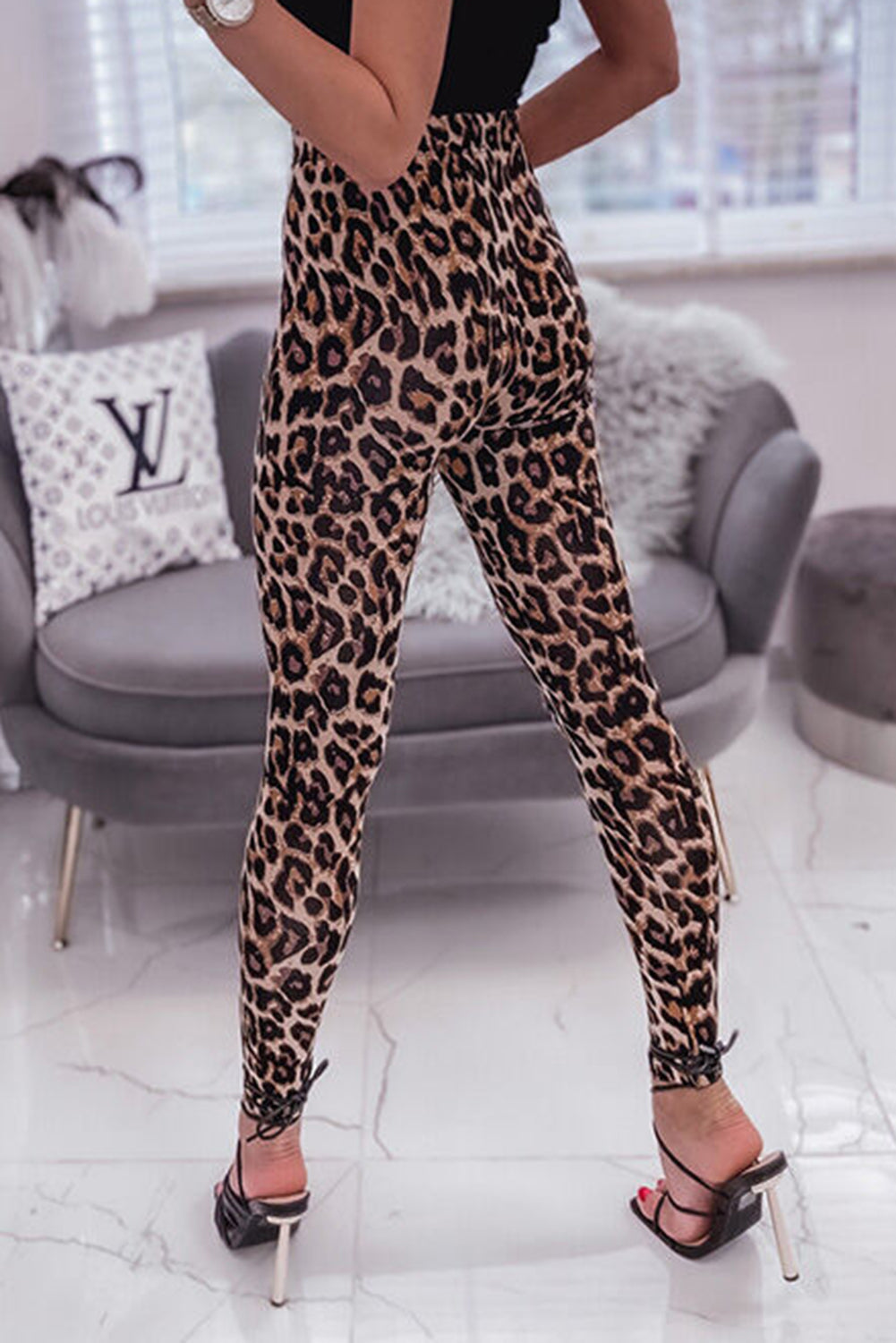 Leopard Vintage Leggings mit hoher Taille