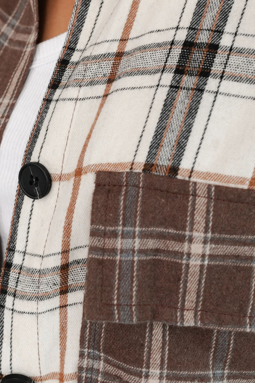 Camicia oversize morbida scozzese mista marrone