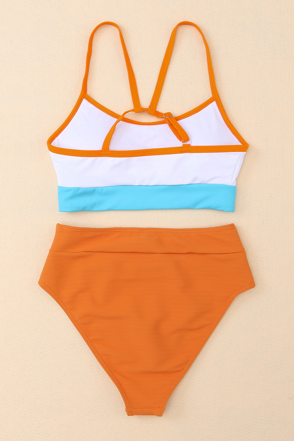 Bikini kupaći kostim visokog struka u narančastoj boji sa špageticom